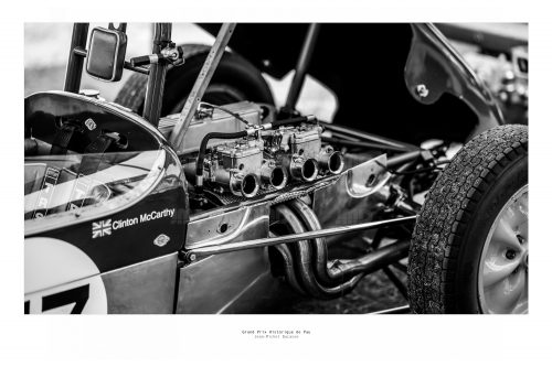 Vue du moteur de la Lotus 18 (Climax) de 1960 de Mr Clinton McCarthy,  au grand prix de Pau